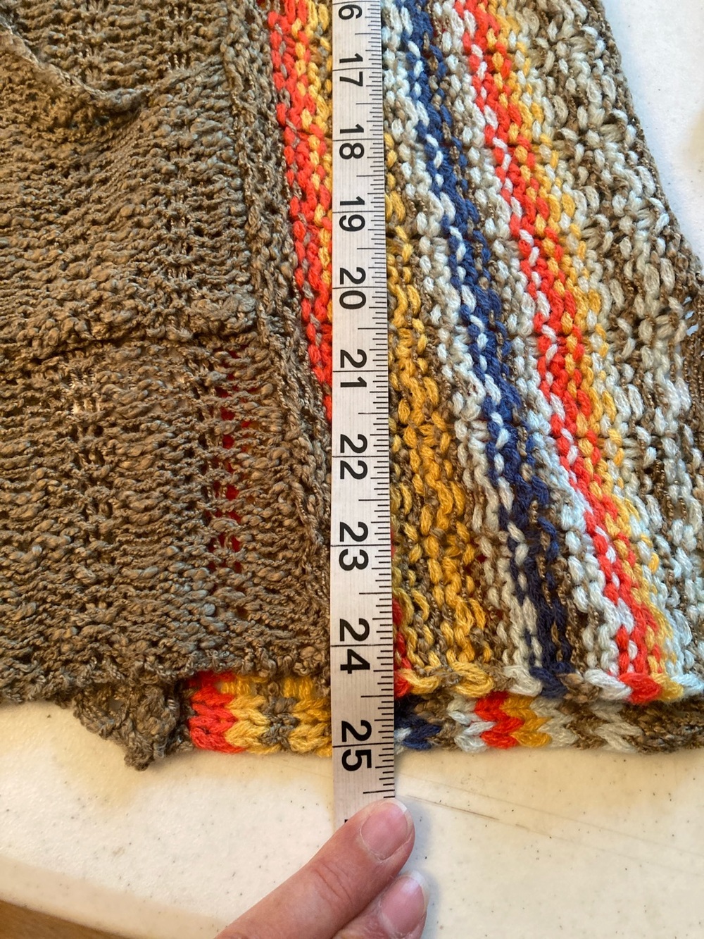 Easel LA Hooded Knit Sweater-Poncho with Multicolor Striped Sleeves - Picture 9 of 9
